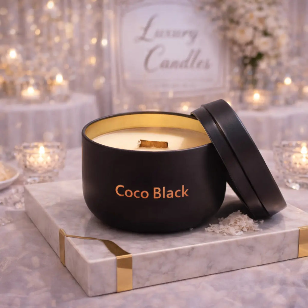 Coco Black – Kokoswachs-Kerze mit Holzdocht in der Dose (100g)